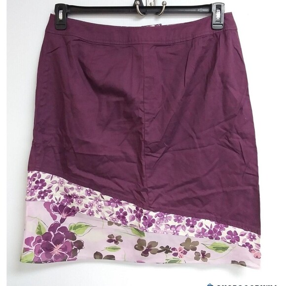 Christopher & Banks Skirt Sz 16 Women Floral Purple Casual Short Cotton Girly - Picture 1 of 6